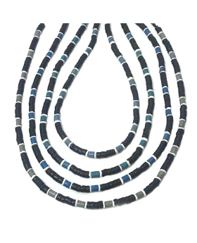 20 inch assorted blue/gray/black coco bead necklace