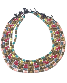 18 inch light brown coco bead with assorted color necklace