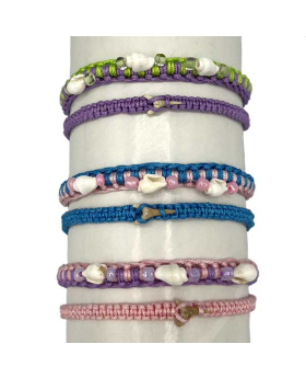 SET of 2 Cowrie and Shark Tooth macrame Bracelets
