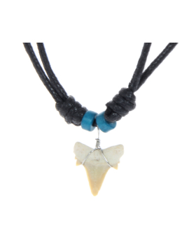 Adjustable Cord Shark Tooth Leather Necklace