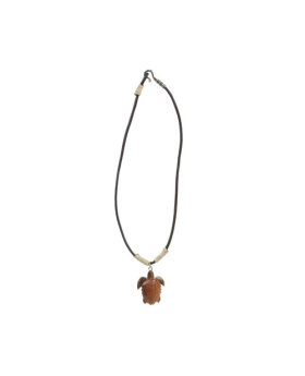 Wood Turtle Leather Cord Necklace