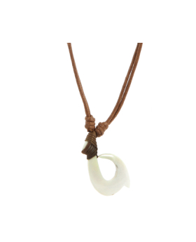 Bone Fish Hook Cord Necklace