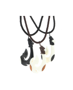 Assorted Carved Fish Hook Woven Necklace