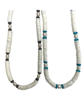 White shell and pearl assorted necklace