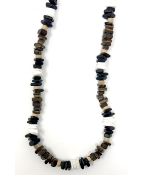 Coco with brown, black and white square cut combination necklace
