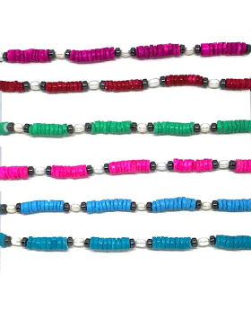 Assorted shell beads with pearls adjustable bracelet