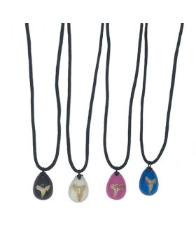 Black cord Necklace with assorted resin pendant with Shark Tooth