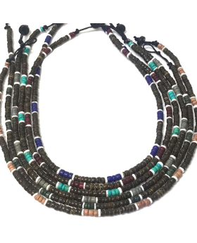 18 inch brown coco bead necklace with assorted color
