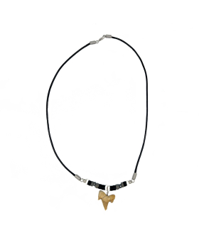 18 inch black cord necklace with Shark Tooth and beads