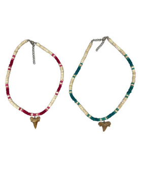 Shark Tooth Necklace with assorted Pink or Teal beads