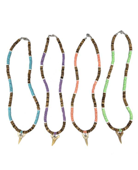 Assorted bright beaded Shark Tooth Necklace