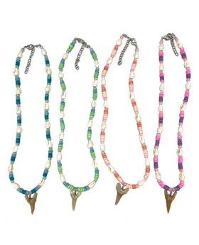 Cowrie beaded Shark Tooth Necklace assorted