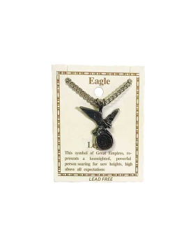 Pewter Eagle with small Copper coin on chain necklace