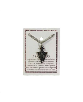 Copper Arrowhead with small Pewter coin on chain necklace