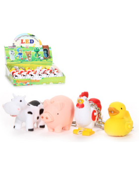 Assorted Farm Animal Sound Flashlight Keychain