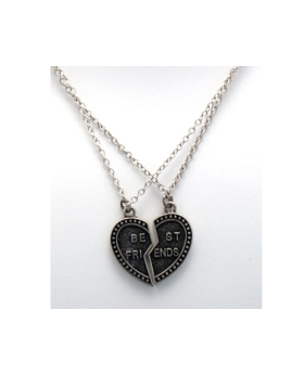Antiqued Best Friend Heart Necklace Set