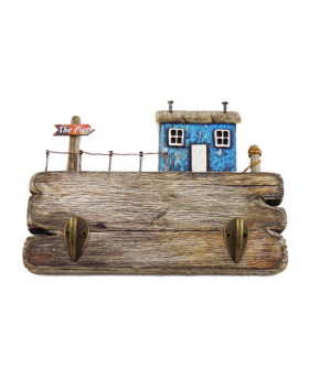 Special Price Weathered Wood Dbl Hook Sign w/ House