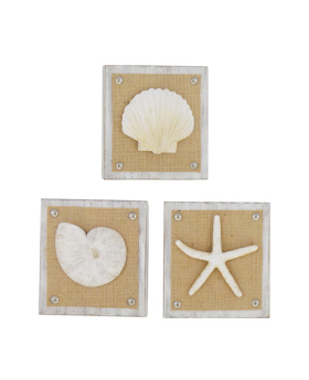 Special Price 3 Asst Shell/ Burlap/ Wood Square Signs