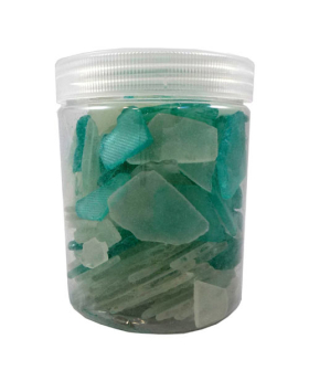 Plastic Jar/ 850 grams Faux Beach Glass Aqua/ White
