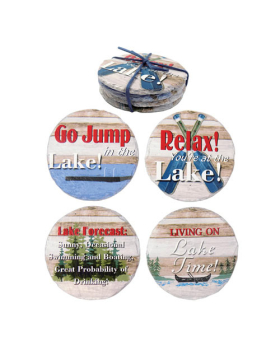 Set/ 4 ea Lake Design Stone Coasters