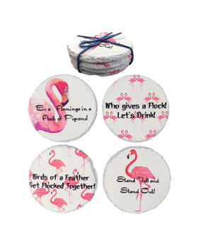 Special Price - Set/ 4 ea Flamingo Design Stone Coasters