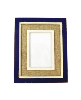 Closeout Blue/ White w/ Burlap 4x6 Picture Frame
