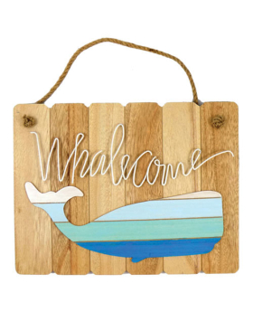 Special Price - Wood Slat Whalecome w/ Whale Sign