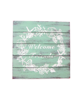 Special Price - Square Welcome Friends/ Shell Wreath Sign