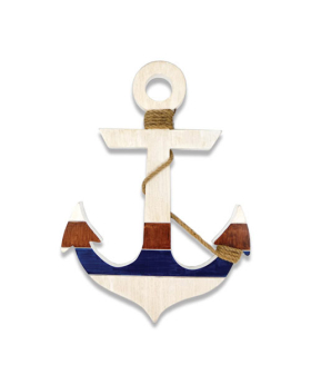 Special Price - Wood Cream/ Brown/ Blue Anchor w/ Rope Decoration