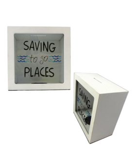 Square Wood Saving To Go Places Bank