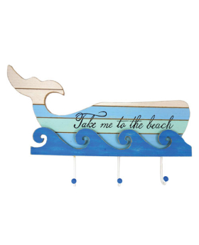 Special Price - Wood Whale/ Wave Trip Hook Wall Sign