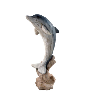 Resin Wood Look Dolphin on Wave Figure