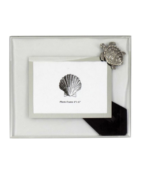 Pewter Turtle on Glass 4x6 Photo Frame
