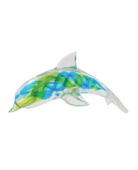 Silver/ Green/ Blue Swirl Glass Dolphin