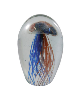 Bicolor GID Blue/ Red Glass Jellyfish Paperweight