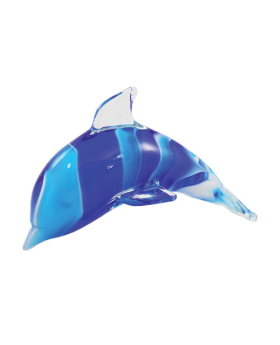 Glass Multi Blue/ White Swirl Dolphin