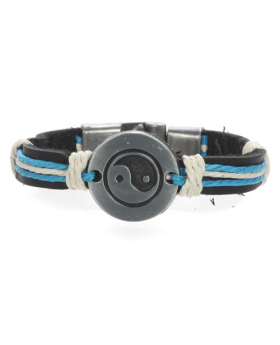 Woven Leather Yin Yang Bracelet