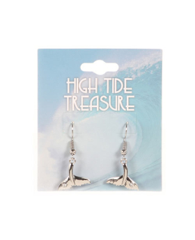 Whale Tail Single Rhinestone Earrings
