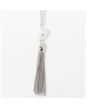 Silver Fashion Pearl Tassle Necklace