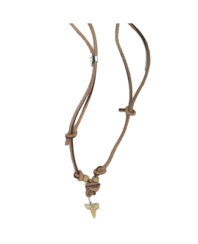 Leather Faux Shark Teeth Necklace