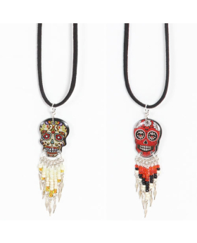 Peru Skull Bead Dangle Necklace