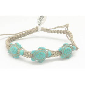 Woven Hemp Turtle Bead Bracelet