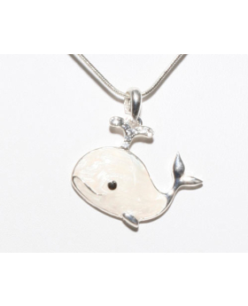 White Whale with Rhinestones Necklace