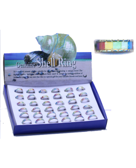 Rainbow MOP Shell Square Band Ring