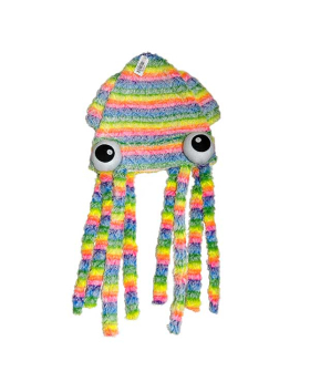 Rainbow Fuzzy assorted Pastel and Neon striped Squid Hat