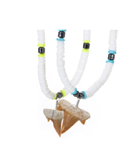 Asst Neon Hematite Accent Shark Tooth Shell Necklace