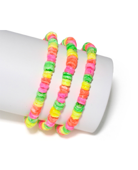 Multi Neon Round Cut Shell Bracelet