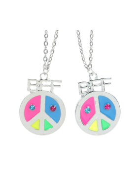 Rainbow Peace Sign Friendship Necklace Set