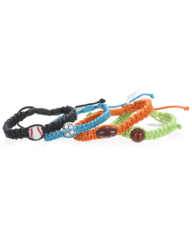 Assorted Sports Bead Charm Woven Bracelet