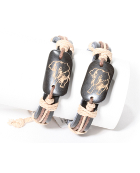 Elephant Wooden Leather Bracelet